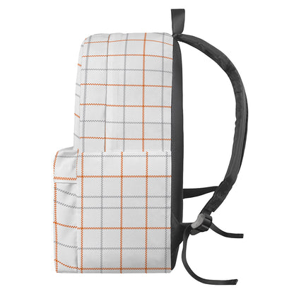 White Halloween Tattersall Pattern Print Backpack