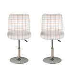 White Halloween Tattersall Pattern Print Bar Stool Covers