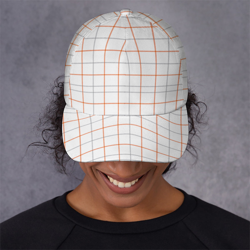 White Halloween Tattersall Pattern Print Baseball Cap