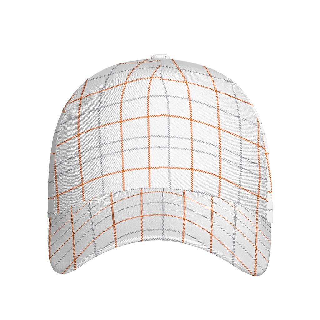 White Halloween Tattersall Pattern Print Baseball Cap