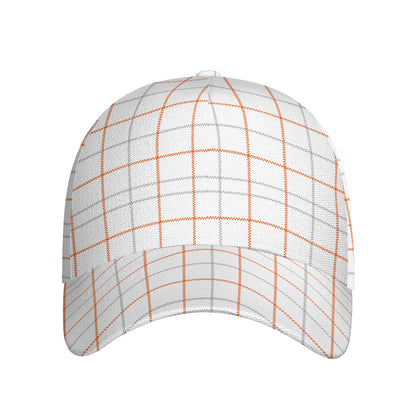 White Halloween Tattersall Pattern Print Baseball Cap