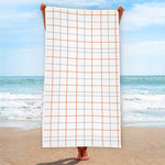 White Halloween Tattersall Pattern Print Beach Towel