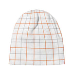 White Halloween Tattersall Pattern Print Beanie