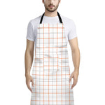 White Halloween Tattersall Pattern Print Bib Apron With Pocket
