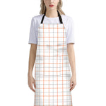 White Halloween Tattersall Pattern Print Bib Apron With Pocket