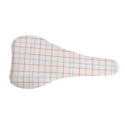 White Halloween Tattersall Pattern Print Bicycle Seat Cover