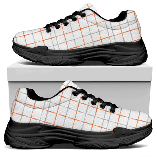 White Halloween Tattersall Pattern Print Black Chunky Shoes