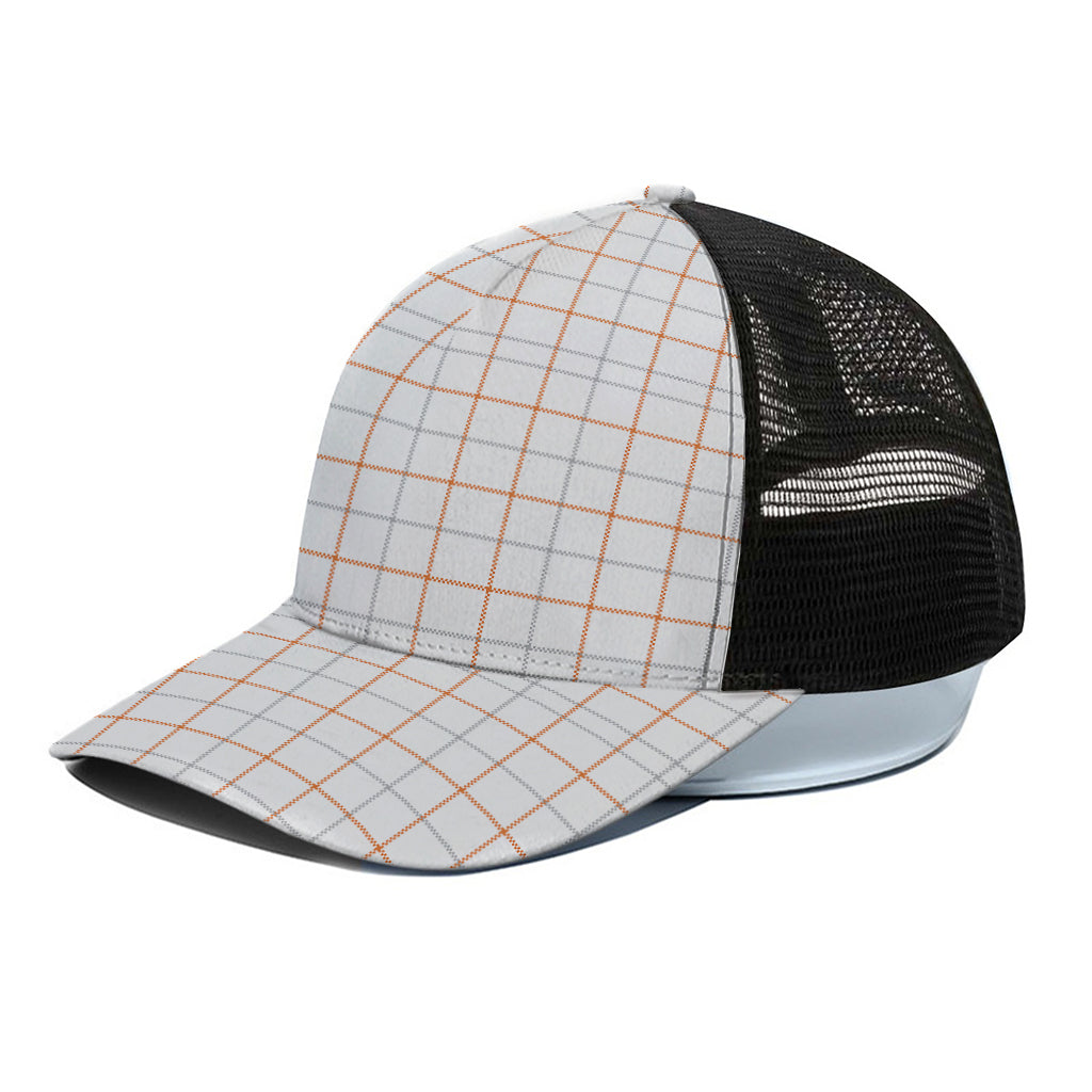White Halloween Tattersall Pattern Print Black Mesh Trucker Cap