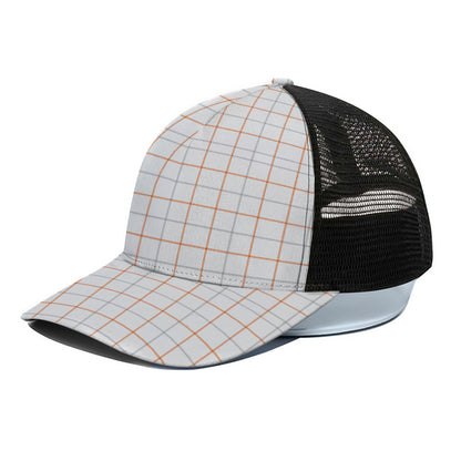 White Halloween Tattersall Pattern Print Black Mesh Trucker Cap