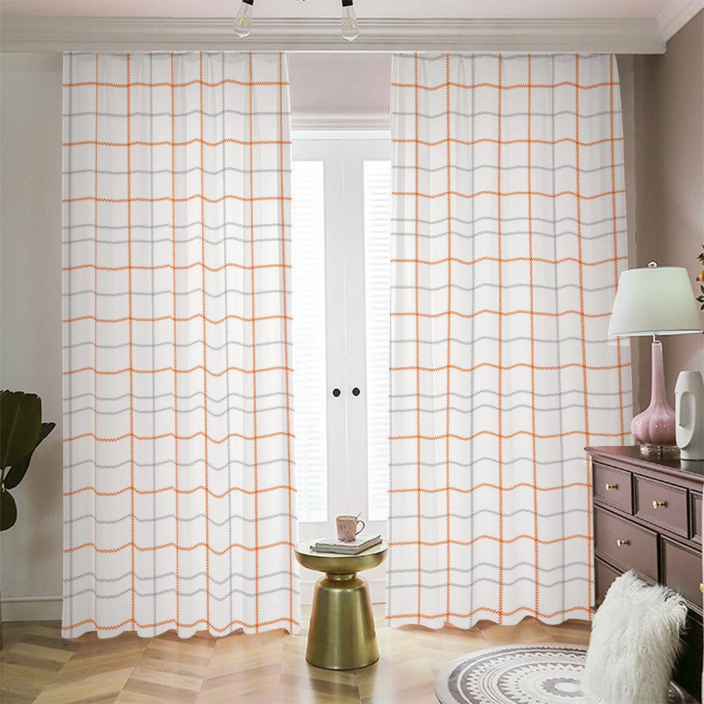 White Halloween Tattersall Pattern Print Blackout Pencil Pleat Curtains