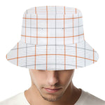 White Halloween Tattersall Pattern Print Bucket Hat