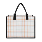 White Halloween Tattersall Pattern Print Canvas Tote Bag