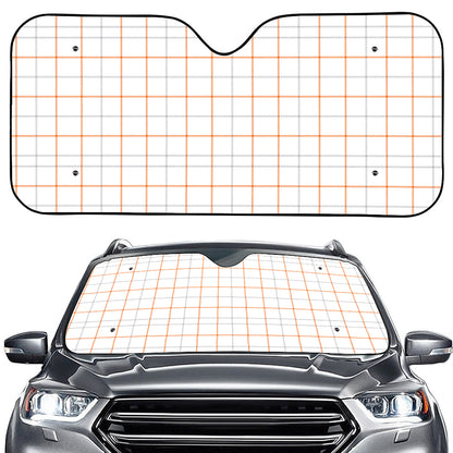 White Halloween Tattersall Pattern Print Car Windshield Sun Shade