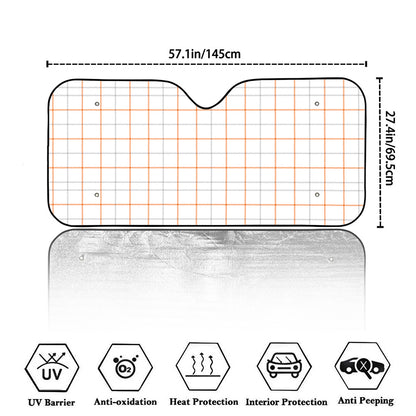 White Halloween Tattersall Pattern Print Car Windshield Sun Shade