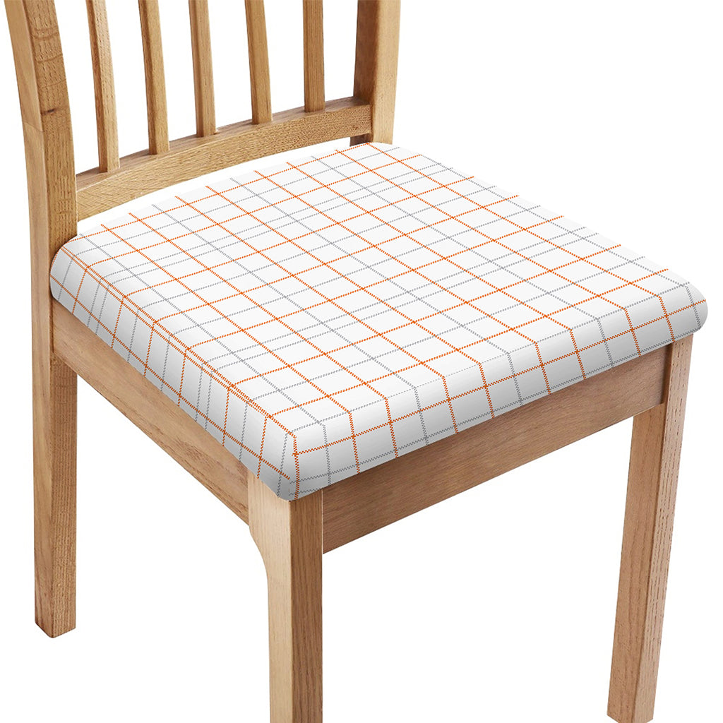 White Halloween Tattersall Pattern Print Chair Cushion Cover