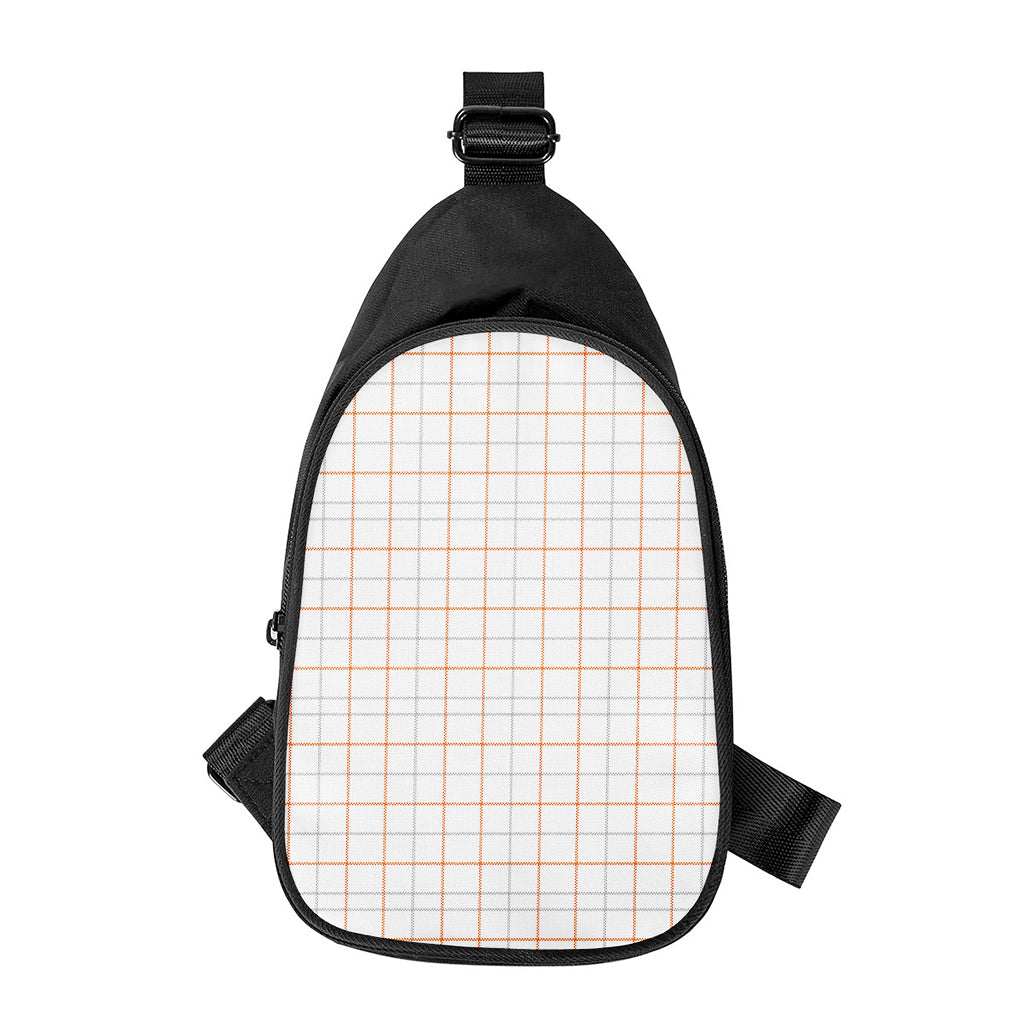 White Halloween Tattersall Pattern Print Chest Bag