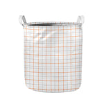 White Halloween Tattersall Pattern Print Collapsible Laundry Basket