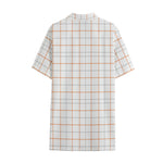 White Halloween Tattersall Pattern Print Cotton Hawaiian Shirt