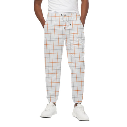 White Halloween Tattersall Pattern Print Cotton Pants