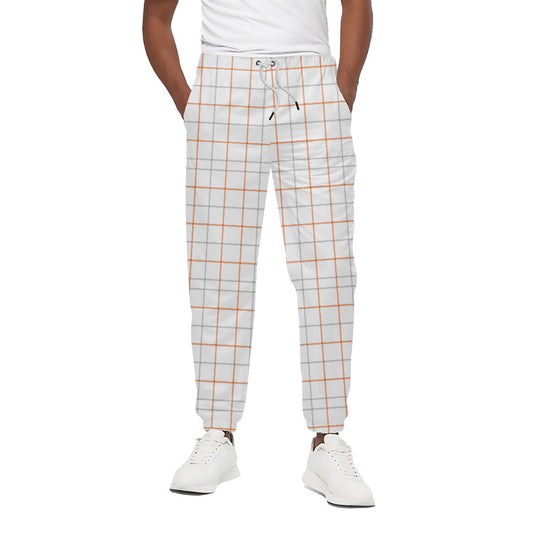 White Halloween Tattersall Pattern Print Cotton Pants
