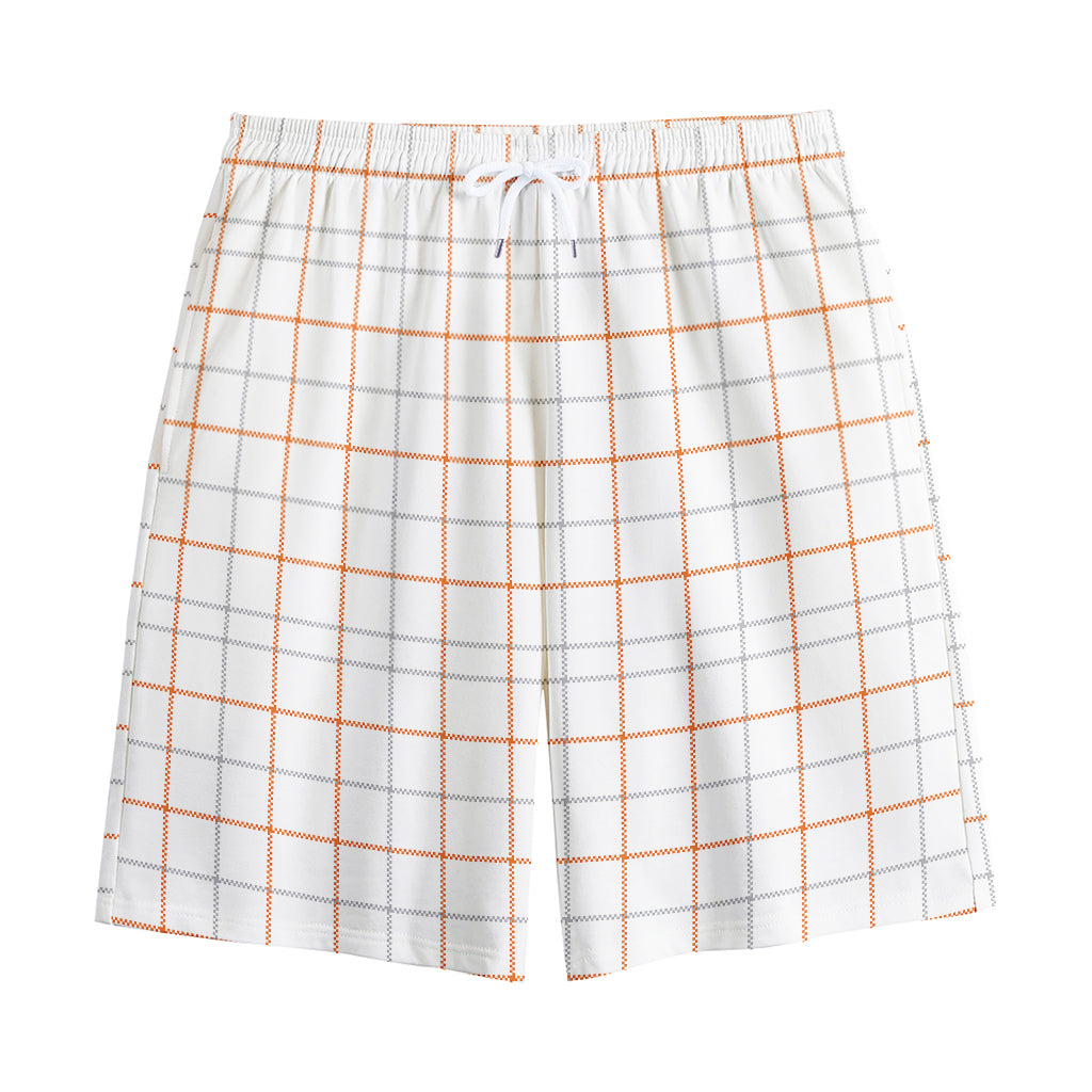 White Halloween Tattersall Pattern Print Cotton Shorts