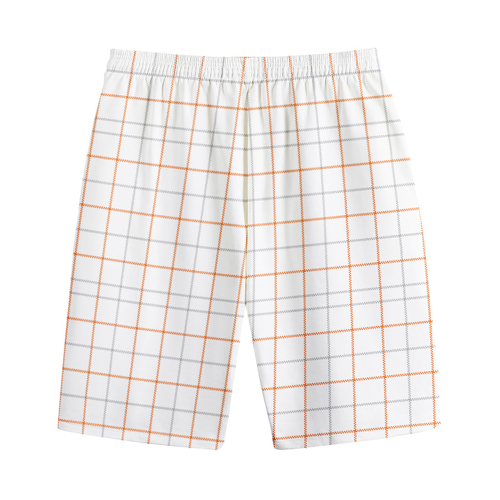White Halloween Tattersall Pattern Print Cotton Shorts