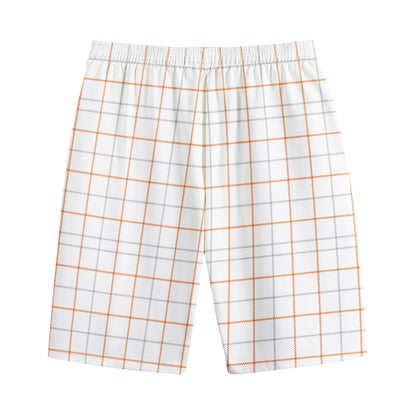 White Halloween Tattersall Pattern Print Cotton Shorts