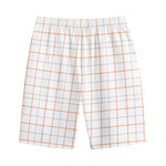 White Halloween Tattersall Pattern Print Cotton Shorts