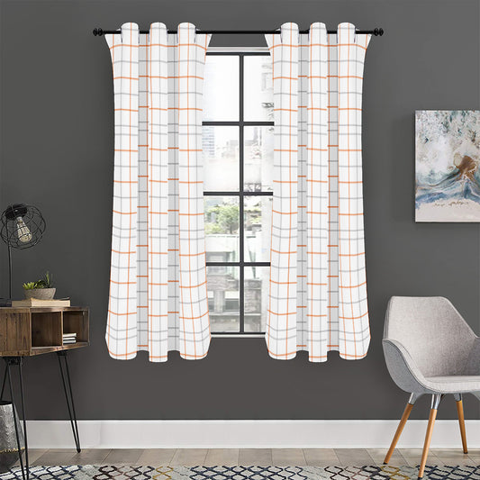 White Halloween Tattersall Pattern Print Curtain