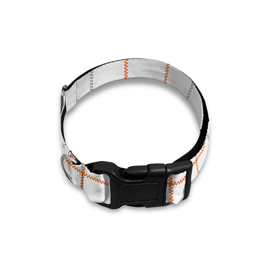 White Halloween Tattersall Pattern Print Dog Collar