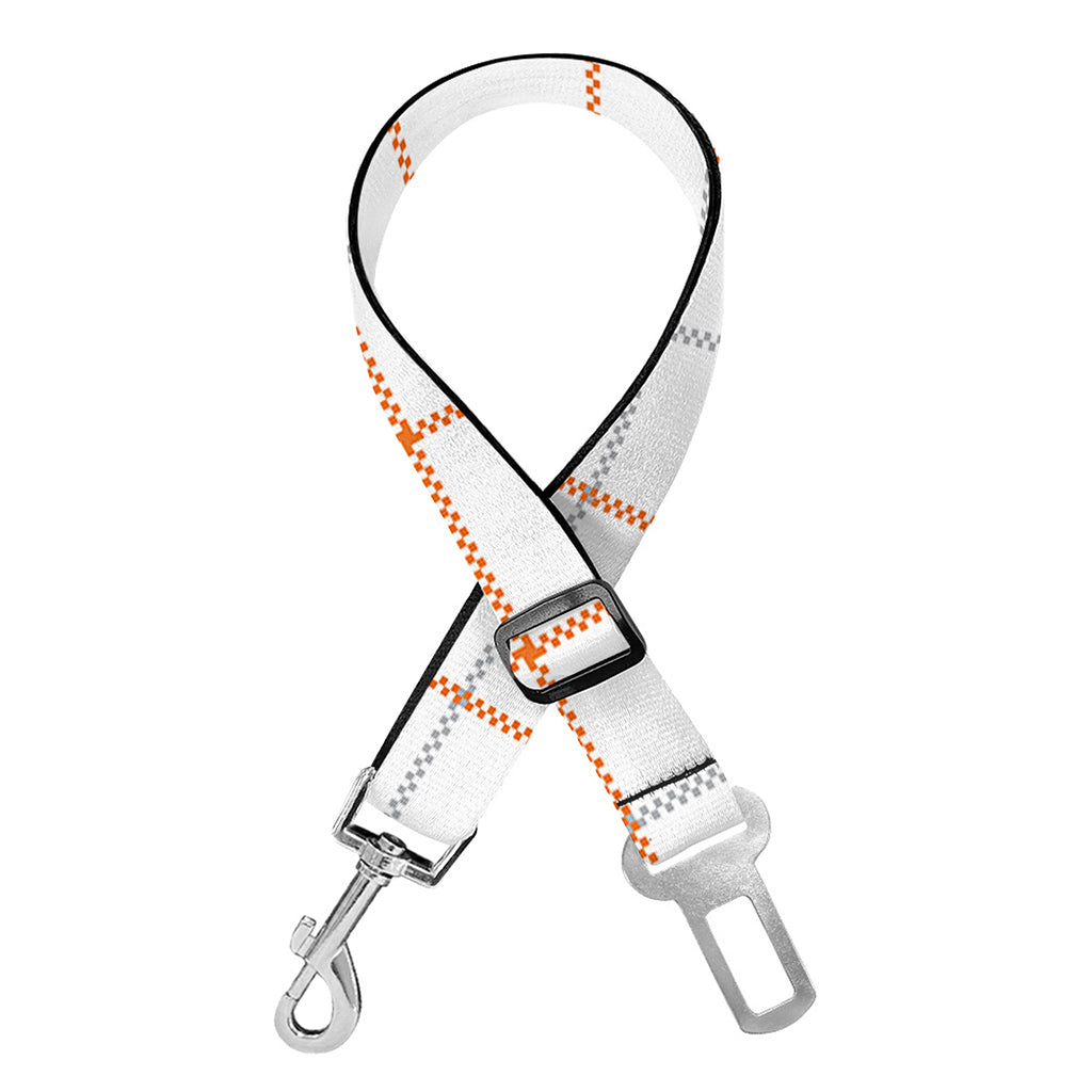 White Halloween Tattersall Pattern Print Dog Seat Belt