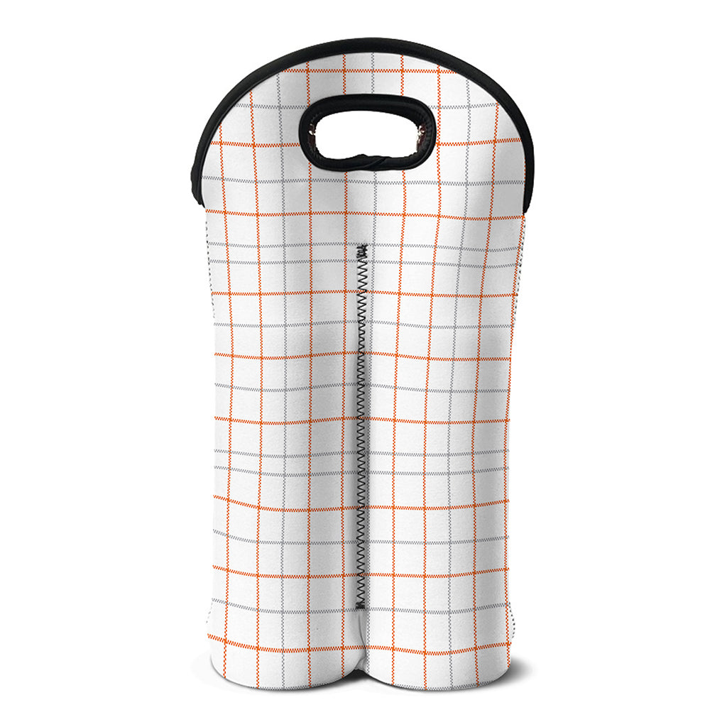 White Halloween Tattersall Pattern Print Double Neoprene Wine Tote
