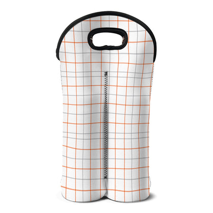 White Halloween Tattersall Pattern Print Double Neoprene Wine Tote