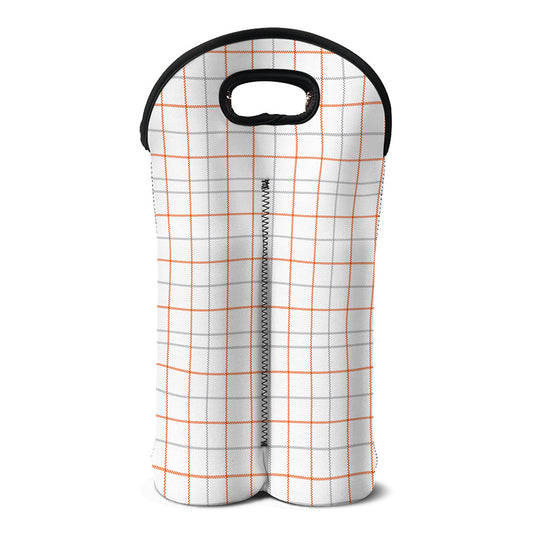 White Halloween Tattersall Pattern Print Double Neoprene Wine Tote
