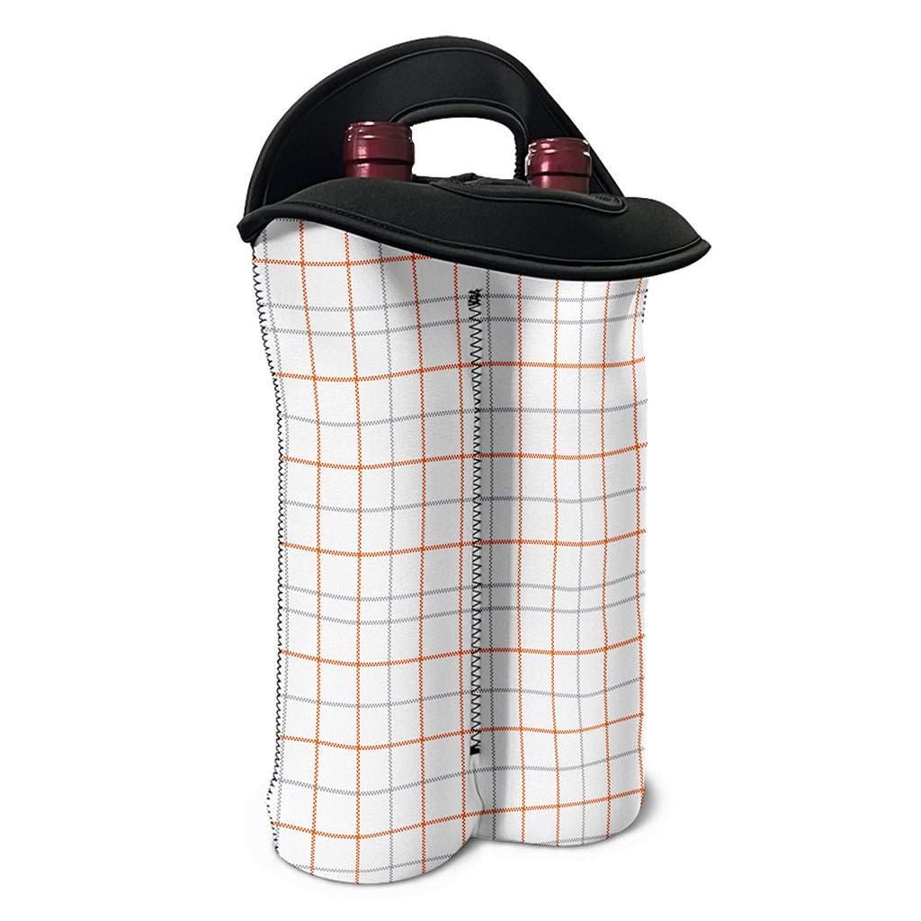 White Halloween Tattersall Pattern Print Double Neoprene Wine Tote