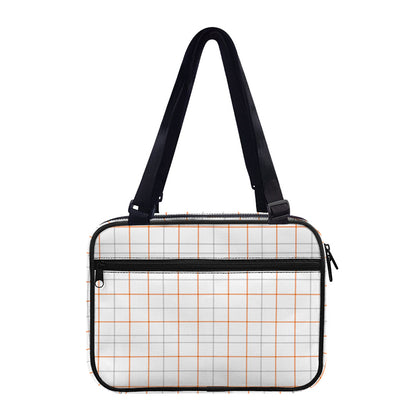 White Halloween Tattersall Pattern Print Double Strap Bible Bag