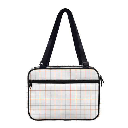 White Halloween Tattersall Pattern Print Double Strap Bible Bag