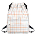 White Halloween Tattersall Pattern Print Drawstring Backpack