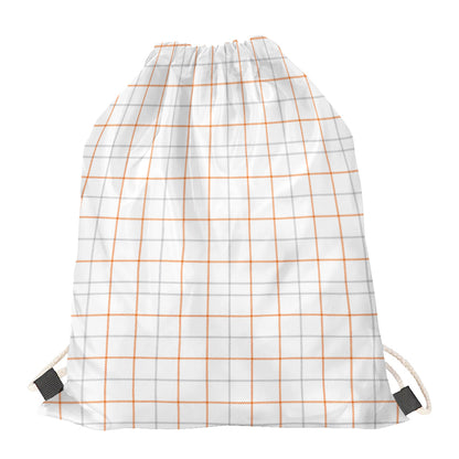 White Halloween Tattersall Pattern Print Drawstring Bag