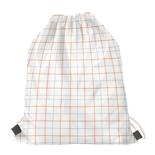 White Halloween Tattersall Pattern Print Drawstring Bag