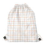 White Halloween Tattersall Pattern Print Drawstring Bag
