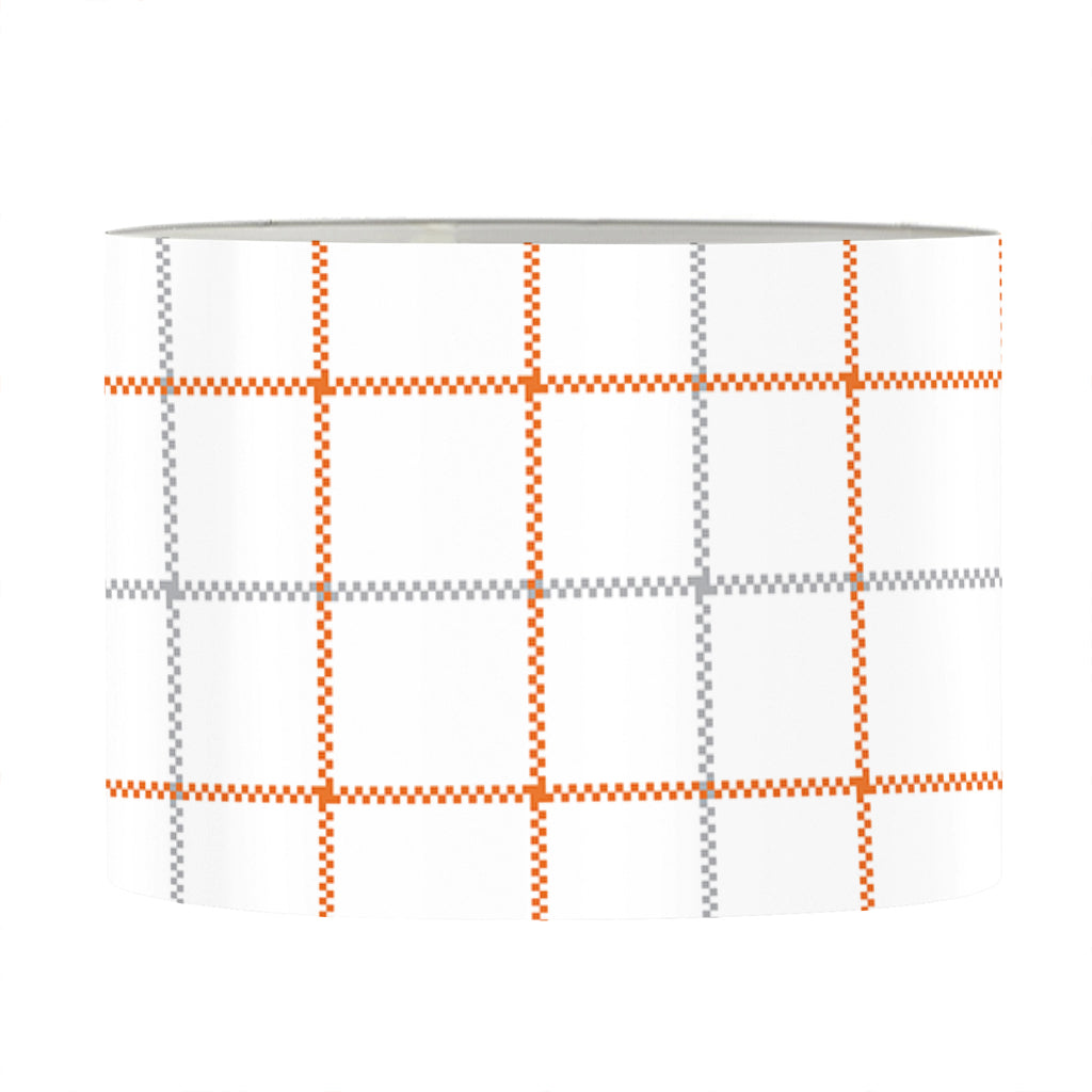 White Halloween Tattersall Pattern Print Drum Lamp Shade