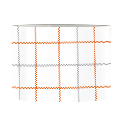 White Halloween Tattersall Pattern Print Drum Lamp Shade