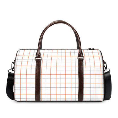 White Halloween Tattersall Pattern Print Duffle Bag