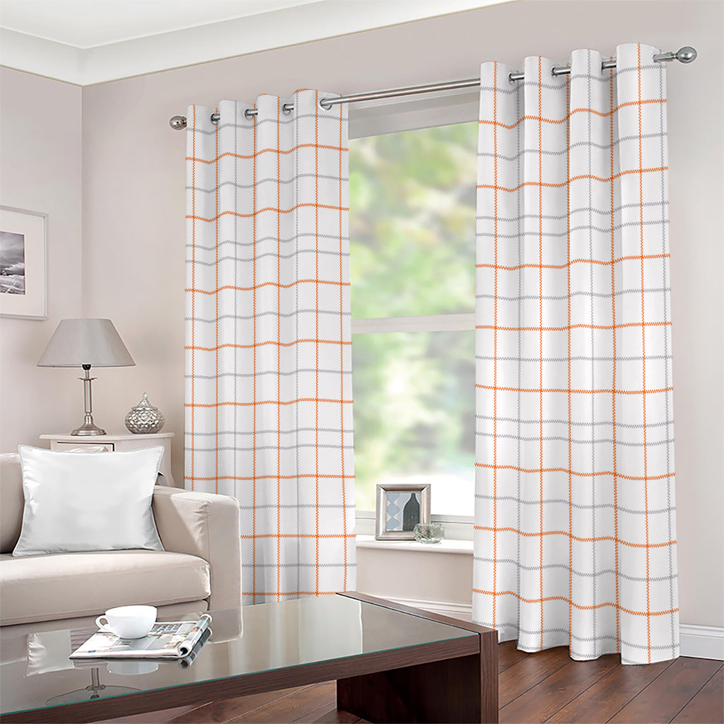 White Halloween Tattersall Pattern Print Extra Wide Grommet Curtains
