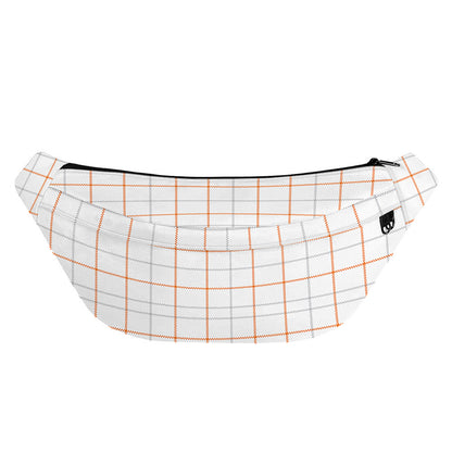 White Halloween Tattersall Pattern Print Fanny Pack
