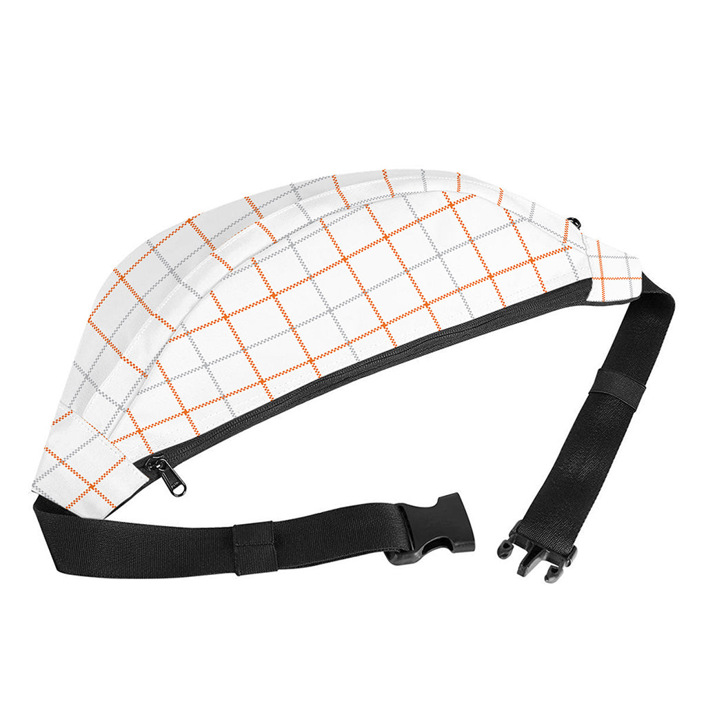 White Halloween Tattersall Pattern Print Fanny Pack