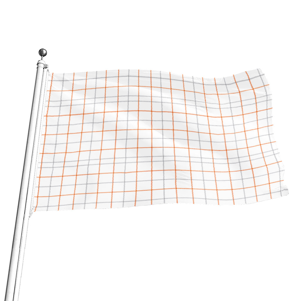 White Halloween Tattersall Pattern Print Flag