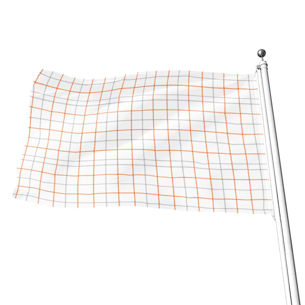 White Halloween Tattersall Pattern Print Flag
