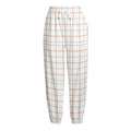 White Halloween Tattersall Pattern Print Fleece Lined Knit Pants